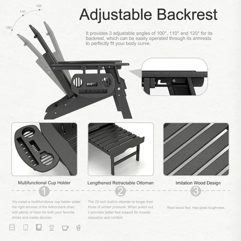 đ„Hot SaleâšAdjustable Adirondack Chair with Retractable Footrest