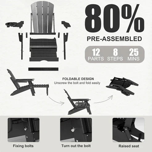 💥Hot Sale✨Adjustable Adirondack Chair with Retractable Footrest